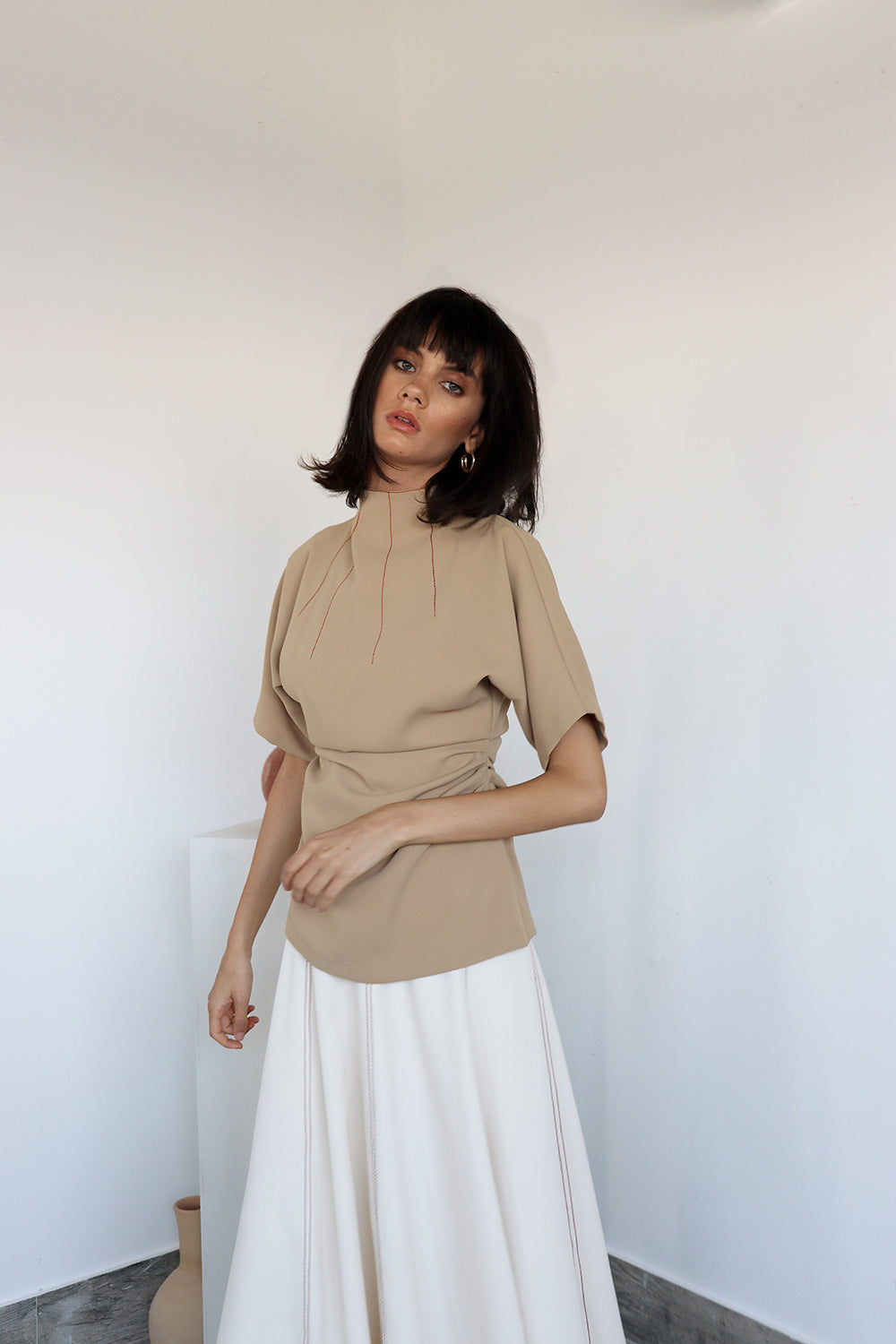 The Hazel Brown Tailored Top