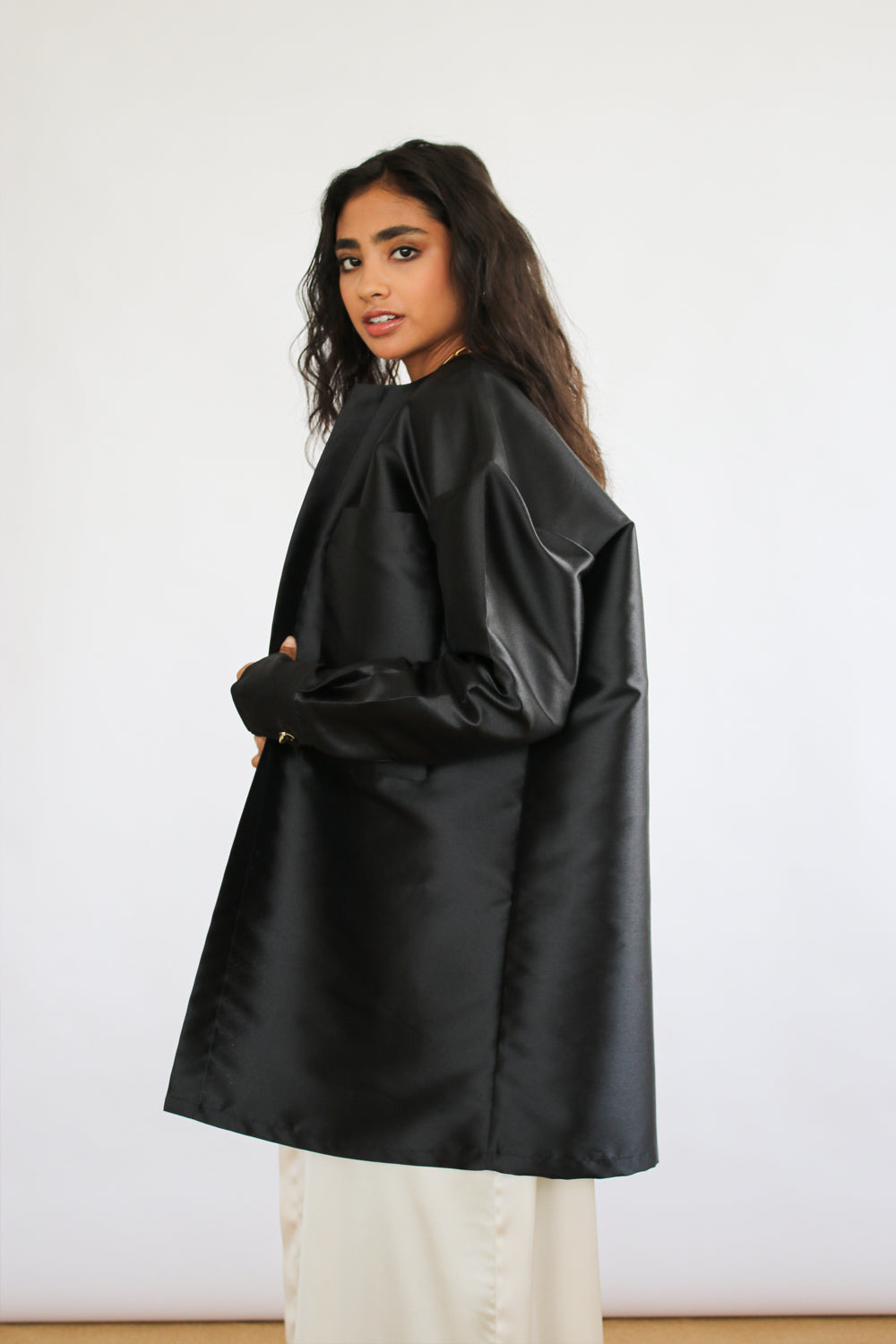 The Devon Oversized Shirt Abaya in Black