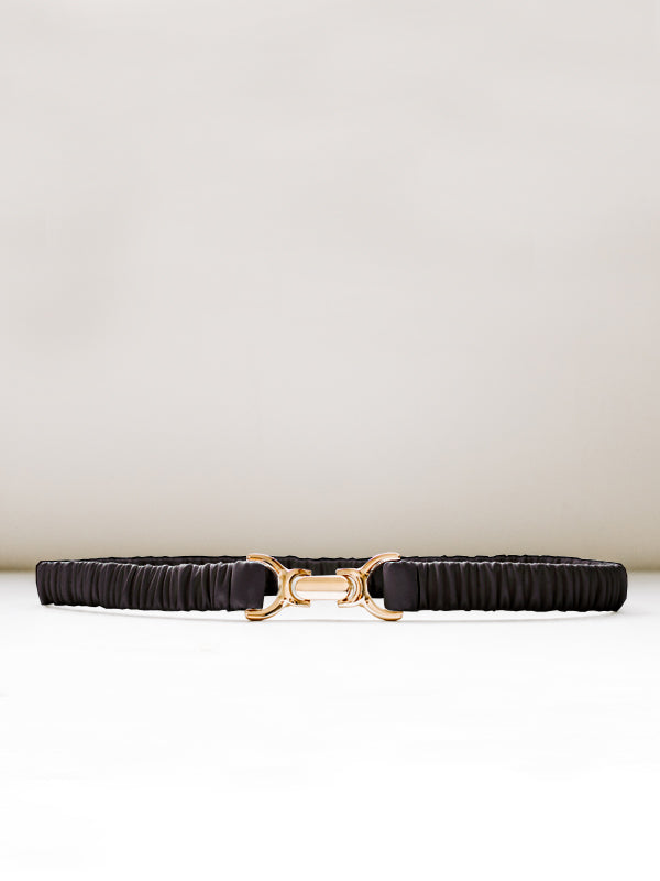 The Percy Gold Clasp Buckle Belt in Black