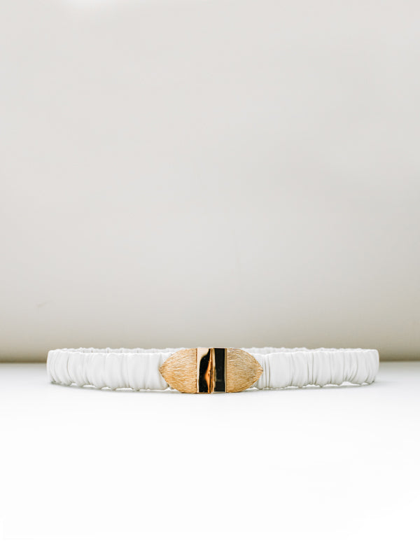 The Ron Gold Leaf Clasp Belt in White